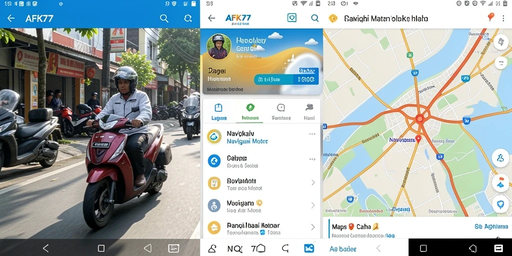 Tampilan antarmuka Navigasi Motor aplikasi AFK77.