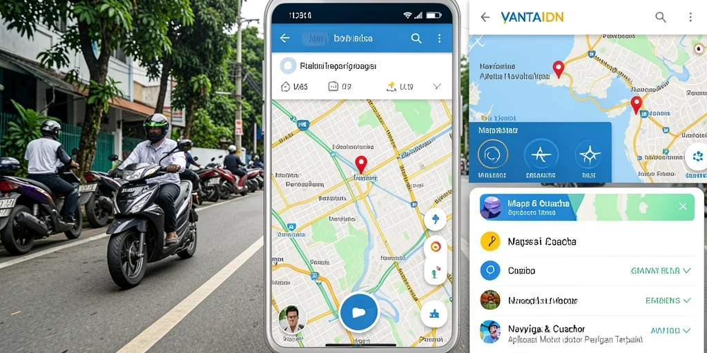 Tampilan antarmuka VANTAIDN dengan petunjuk arah navigasi motor.