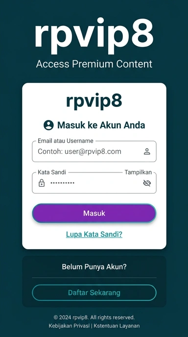 Tampilan halaman login rpvip8