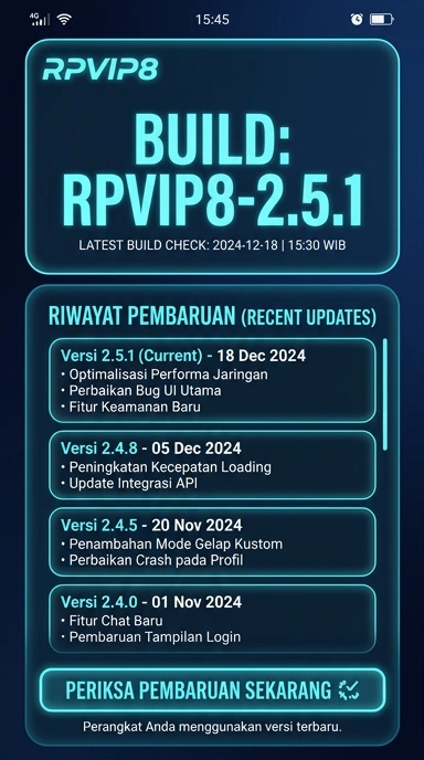 Tampilan riwayat versi rpvip8